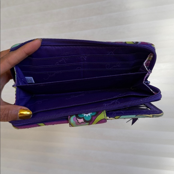 Vera Bradley Quilted Zip-Around Wallet | Purple Floral - Picture 4 of 14